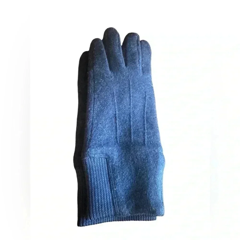 LANDS' END WOMEN'S EZ TOUCH SCREEN WOOL GLOVES Blue L